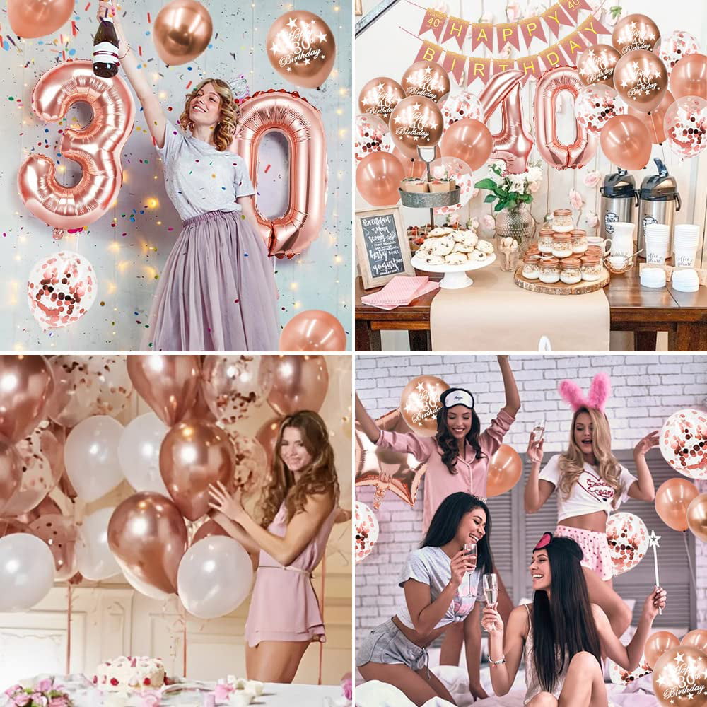 Yuroochii Rose Gold 30th Birthday Party Decoration for Women