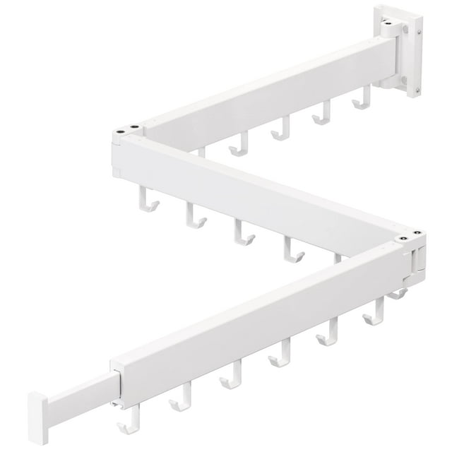 Clothes Drying Rack,Laundry Drying Rack Wall Mount,ZdwCyl Space Saver Wall Mounted Clothes Rack,Retractable ,Collapsible(Tri-Fold), White Color Drying Rack Clothing