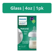 Philips Avent Natural Glass Baby Bottle with Natural Response Nipple (Slow Flow, Flow 2), 4oz, SCY910/01