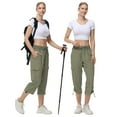 thumbnail image 3 of Xidunhg Womens Capris with Pockets Loose Fit Casual Outdoor Pants Lightweight Ladies Baggy Cargo Pants for Hiking Grey Green 2XL, 3 of 6