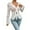 White, variant on Dressy Lace Tops for Women Sexy V Neck Knot Tie Open Front Blouses Slim Fit Long Sleeve Ruffle Trim Sheer Tops Blouse