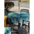 thumbnail image 6 of Square Outdoor Tablecloth with Umbrella Hole Turquoise Marble Outside Table Cloth Waterproof Patio Table Cover Modern Ink Painting Abstract Aesthetics Zipper Tablecloths for Picnic Camping 60x60 Inch, 6 of 8