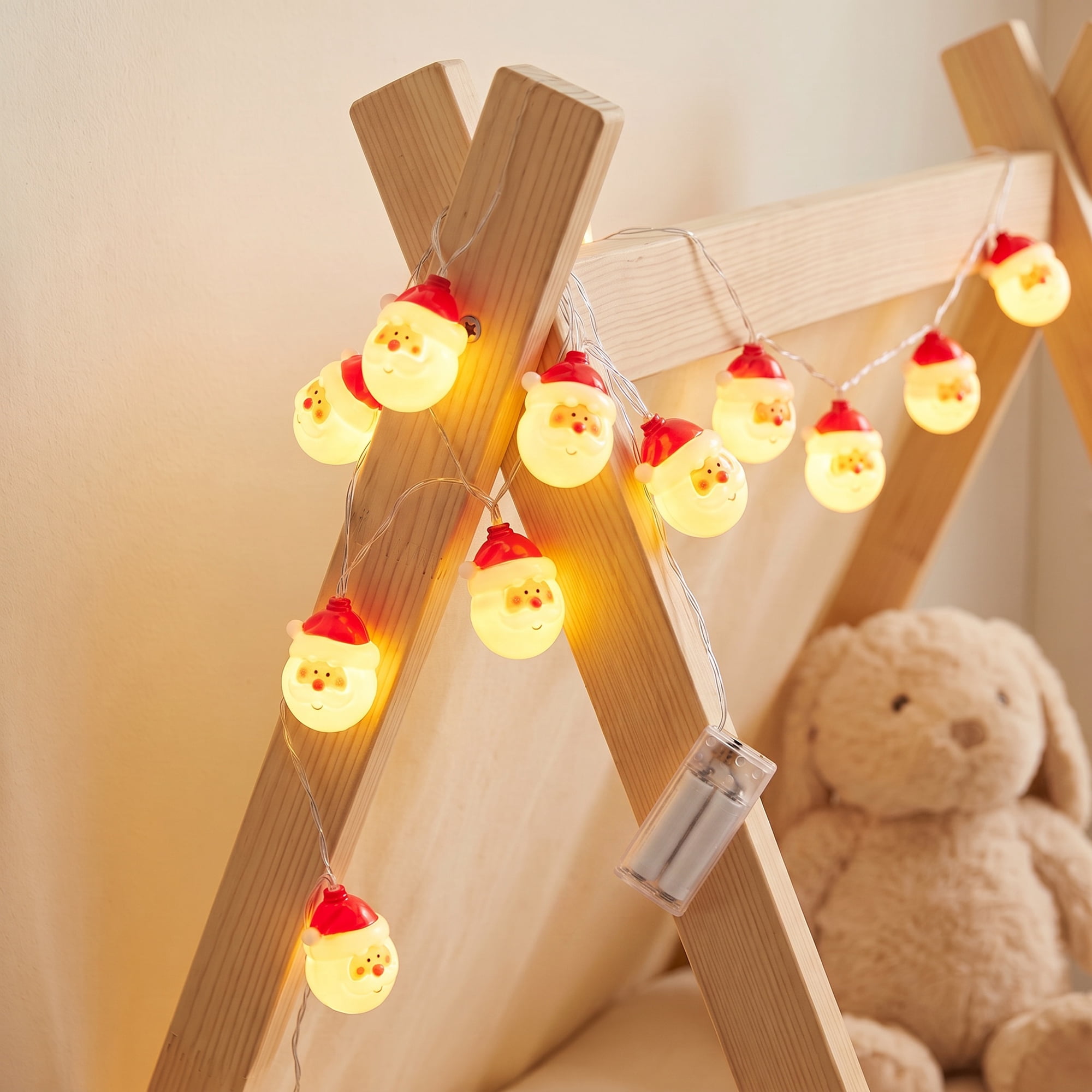 Unique Bargains Fairy Garlands Yuletide Noel Lamps 4.9 ft Red Hat Man Battery Operated