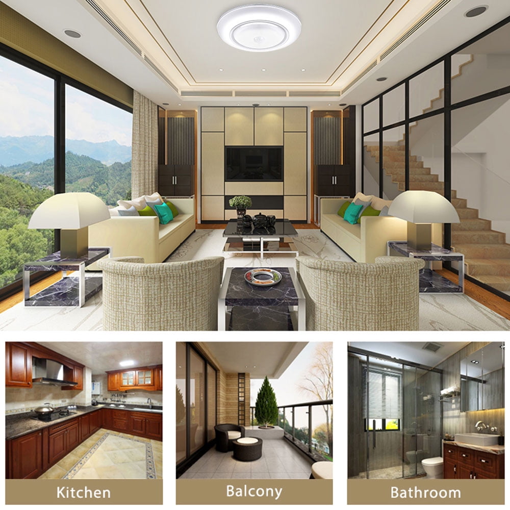 Keyohome 17 LEDs Wireless Battery Powered Motion Sensing Indoor LED Ceiling Light (without Battery)