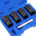 thumbnail image 5 of Juego de 5 llaves de vaso giratorias, extractor de pernos dañados de 1/2" para quitar tuercas de seguridad de ruedas de 17 mm, 19 mm, 21 mm y 22 mm, 5 of 5