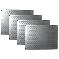 thumbnail image 1 of Pegboard Wall Organizer Tiles - Wall Control Modular Galvanized Steel Pegboard Tiling Set - Four 12-Inch Tall x 16-Inch Wide Peg Board Panel Wall Storage Tiles - Easy to Install (Metallic), 1 of 5