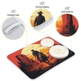thumbnail image 4 of Dish Drying Mat Kitchen Counter Cowboy and Sunset Dishes Drainer Pad Absorbent Microfiber Reversible 16"x18", 4 of 7
