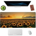thumbnail image 3 of Extended Gaming Mouse Pad XXL ArtSo Large Keyboard Mat Long Mousepad Desk Decor Writing Pad Non Slip Rubber Base Stitched Edges for Work, Game, Office, Home, 35.5" x 15.7", Sunflower Field, 3 of 6