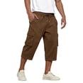 thumbnail image 3 of Mens Sweat Shorts Below Knee Elastic Waist Baggy Tall 3/4 Short Pants with Pockets Casual Summer Lightweight Brown 3XL, 3 of 8