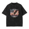 thumbnail image 5 of USPEED Vintage Washed Oversized Patriotic T-Shirt, USA 250th Anniversary 1776-2026 Bald Eagle American Flag Circular Badge Graphic Short Sleeve Crewneck Casual Top for Men Women, 5 of 6