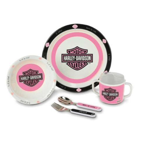 Kids Preferred 5Piece Harley Davidson Dish Set Melamine Construction Safe and Asthma