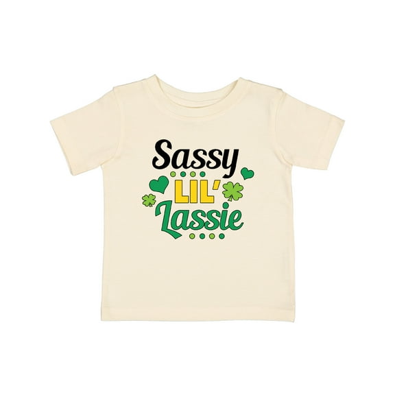 Inktastic Saint Patrick's Day Sassy Lil' Lassie with Shamrocks Girls Baby T-Shirt