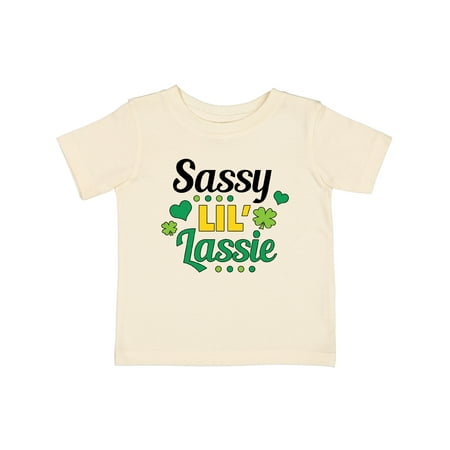 

Inktastic Saint Patrick s Day Sassy Lil Lassie with Shamrocks Gift Baby Girl T-Shirt