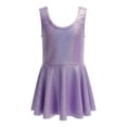 thumbnail image 5 of YOUYEDIAN Carnival Girls Pleated Mini Dress Kids Sparkly Shiny Metallic Sleeveless Dance Dress Ballet Dancewear Gymnastics Outfits (Purple, 9-10 Years), 5 of 5