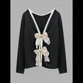 thumbnail image 4 of Camiseta de Mujer con Espalda Descubierta, Larga, Cuello Redondo y Bloques de Color, Ideal para Salir en Otoño Negro S, 4 of 10