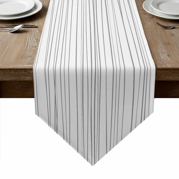 Gray Table Runner Linen Burlap Table Runner 60 Inches Long Abstract Lines Gradient Minimalist Modern Texture Dresser Scarves for Kitchen Island Coffee Dining Room Party Wedding Holiday Decor 13"x60"
