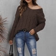 thumbnail image 4 of Baqcunre Sweaters For Women Women'S Thick Knit V Neck Fashion Hooded Pullover Sweater Hoodies For Women Fall Outfits For Women 2023 Brown M, 4 of 7