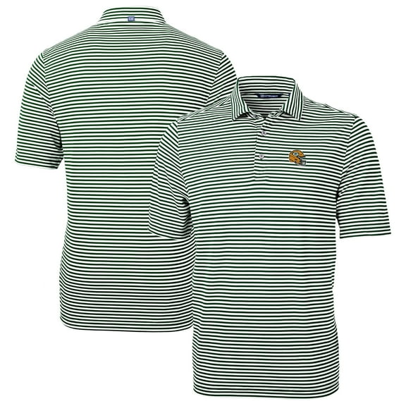 Men's Cutter & Buck  Green Green Bay Packers Helmet Virtue Eco Pique Stripe Recycled Polo