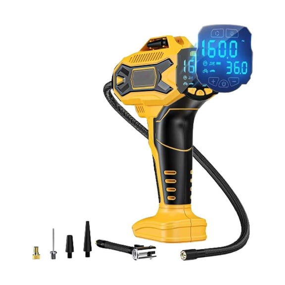 Cordless Tire Inflator 160 PS Portable Electric Air Compressor Compatible with 20-Volt Battery Air Pump with LCD Gauge