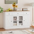 thumbnail image 4 of Gymax 55'' Large Buffet Sideboard w/ 3 Drawers 2 See-through Doors Adjustable Shelves, 4 of 10