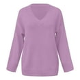 thumbnail image 4 of Rovga Women Sweater Casual Loose Solid Color Long Sleeve Fashion V-Neck Pullover Knitwear Warm Dailywear, 4 of 5