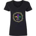 thumbnail image 3 of Inktastic Mardi Gras Fleur De Lis Beads Women's V-Neck T-Shirt, 3 of 5
