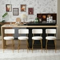 thumbnail image 3 of Modern Bar Stools Set of 4, 25 inch Upholstered Counter Height Bar Stools with Back, Gold Metal Legs Bar Chairs for Kitchen Island, Teddy Fabric Barstools, Sillas Para Barra de Cocina (Beige, 4Pcs), 3 of 12