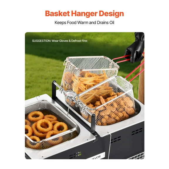 High-Capacity Outdoor Deep Fryer: Free Standing Commercial Cooker with Dual 16QT Propane Tanks