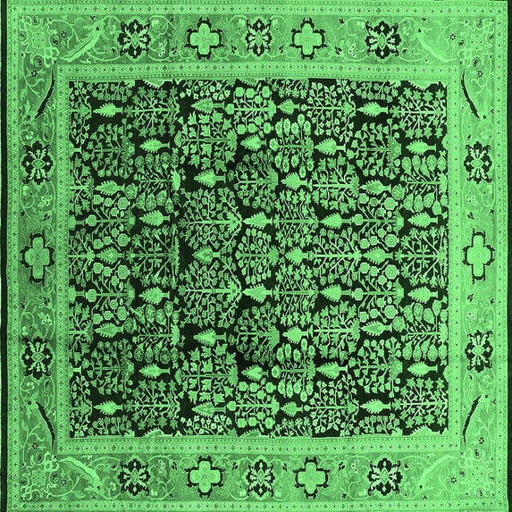 Ahgly Company Indoor Square Oriental Emerald Green Industrial Area Rugs, 4' Square