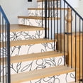 thumbnail image 2 of Flortlias 15Pcs Leather Textured Vinyl Peel and Stick Stair Riser Decals, Self-Adhesive Staircase Riser Stickers, Textured PVC Abstract Boho Leaves, Beige Background, 2 of 5