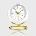 thumbnail image 4 of Reloj despertador Matsuzay con puntero Esfera redonda Marco de Metal Decoración de dormitorio Borde de acero dorado Electrodomésticos blanco, 4 of 6