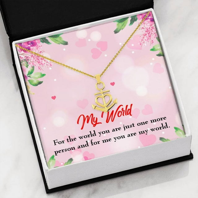 My World Anchor Pendant Necklace Message Card