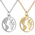 thumbnail image 2 of 14K Yellow Gold Globe World Map Pendant Necklace For Women Earth Day Best Friend Wanderlust Outdoor Necklace, 2 of 9