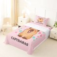 thumbnail image 5 of Manfei Kawaii Capybara Twin Sheets,Lovely Letter Print Bedding,Light Pink,3-Piece,1 Fitted Sheet and 1 Pillowcase, 5 of 6