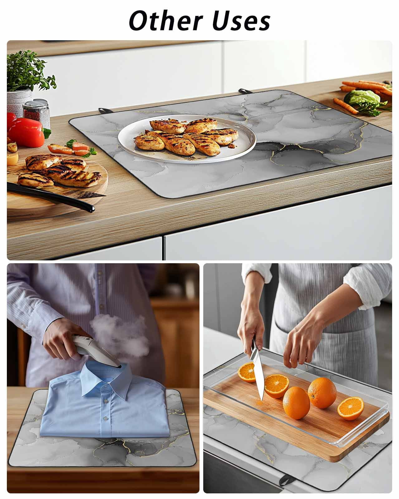 Stove Top Covers for Electric Stove, Grey Ombre Marble Glass Stovetop Cover Protector, Gray Marble Crack Abstract Modern Induction Cooktop Protector Oven Mat for Kitchen Countertop 31"x24"