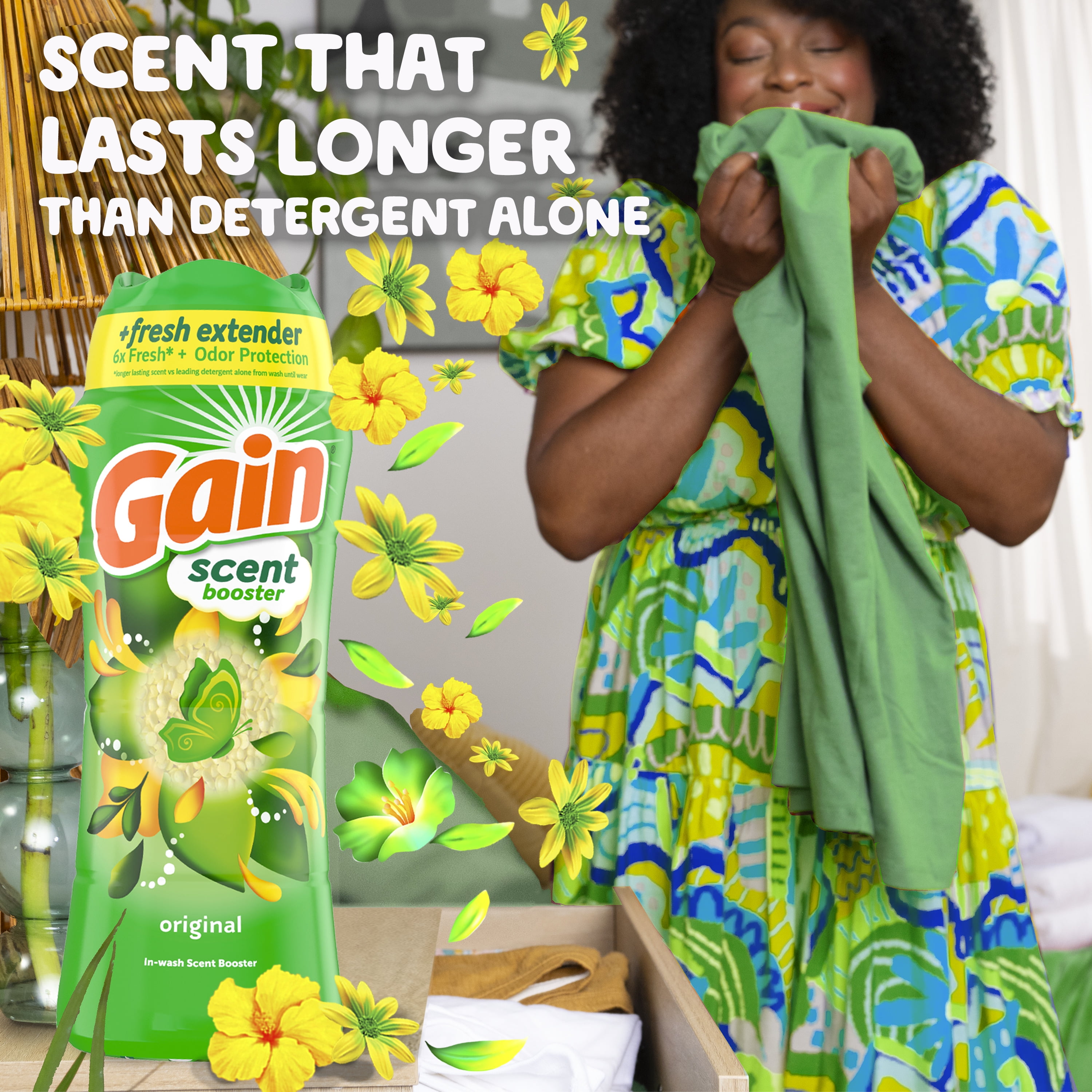 (4 pack) Gain Fireworks In-Wash Scent Booster Laundry Beads, Original Scent, 12.2 oz