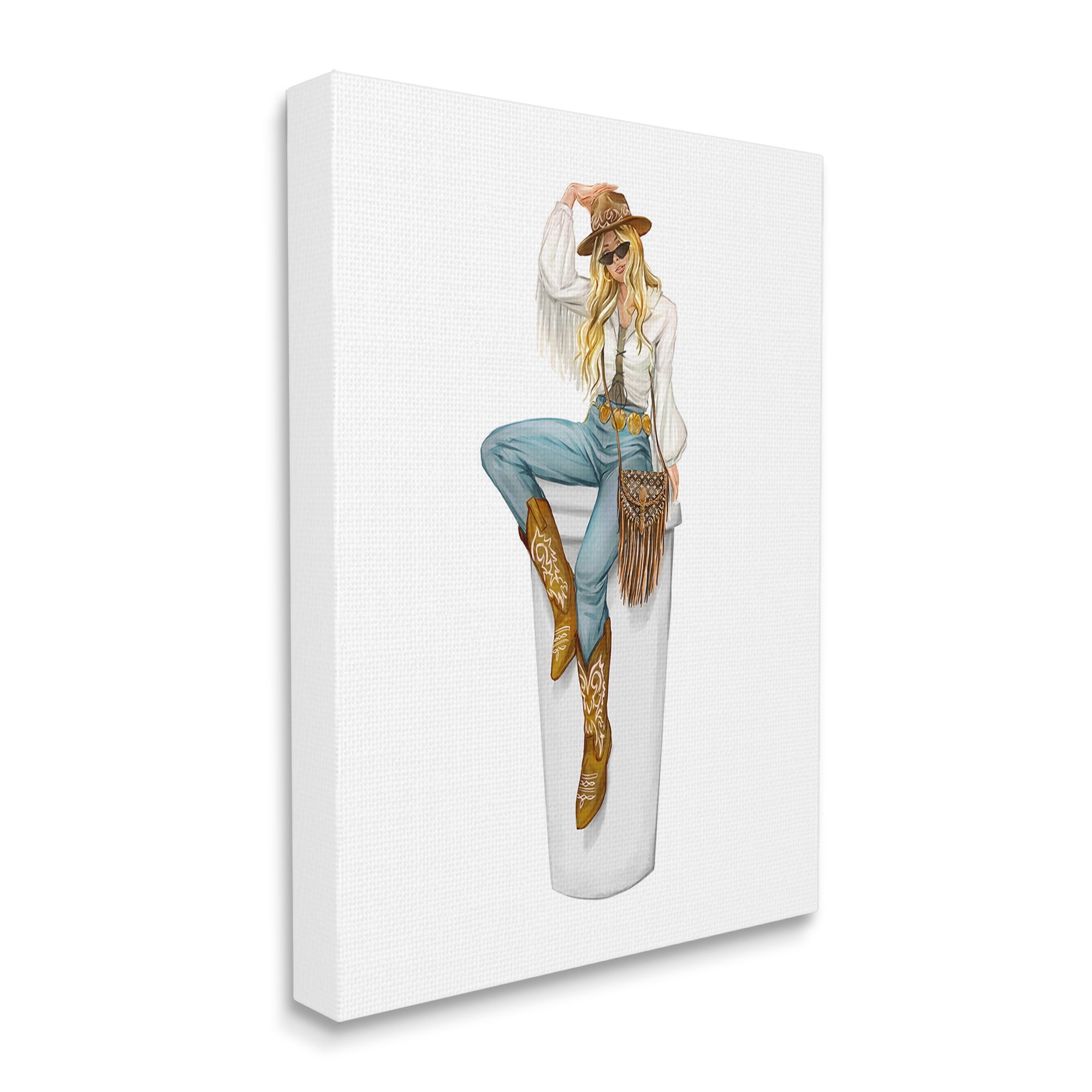 Stupell Industries Boho Cowgirl & Coffee Food & Beverage Painting Gallery Wrapped Canvas Art Print Wall Art, 24 x 30