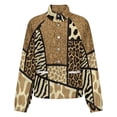 thumbnail image 5 of Jackets for Women Winter Coat Jackets Flannel Stand Collar Jacket(Animal Print Patchwork Rug,Size:S-4XL), 5 of 7