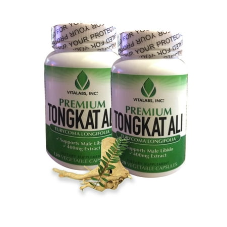 Tongkat Ali Extrait - Premium Natural Testostérone, Potent 400mg - Male Enhancement Pills naturellement faible soutien T, Libido, masse musculaire maigre, bien-être, 120 Vcaps, 2 bouteilles