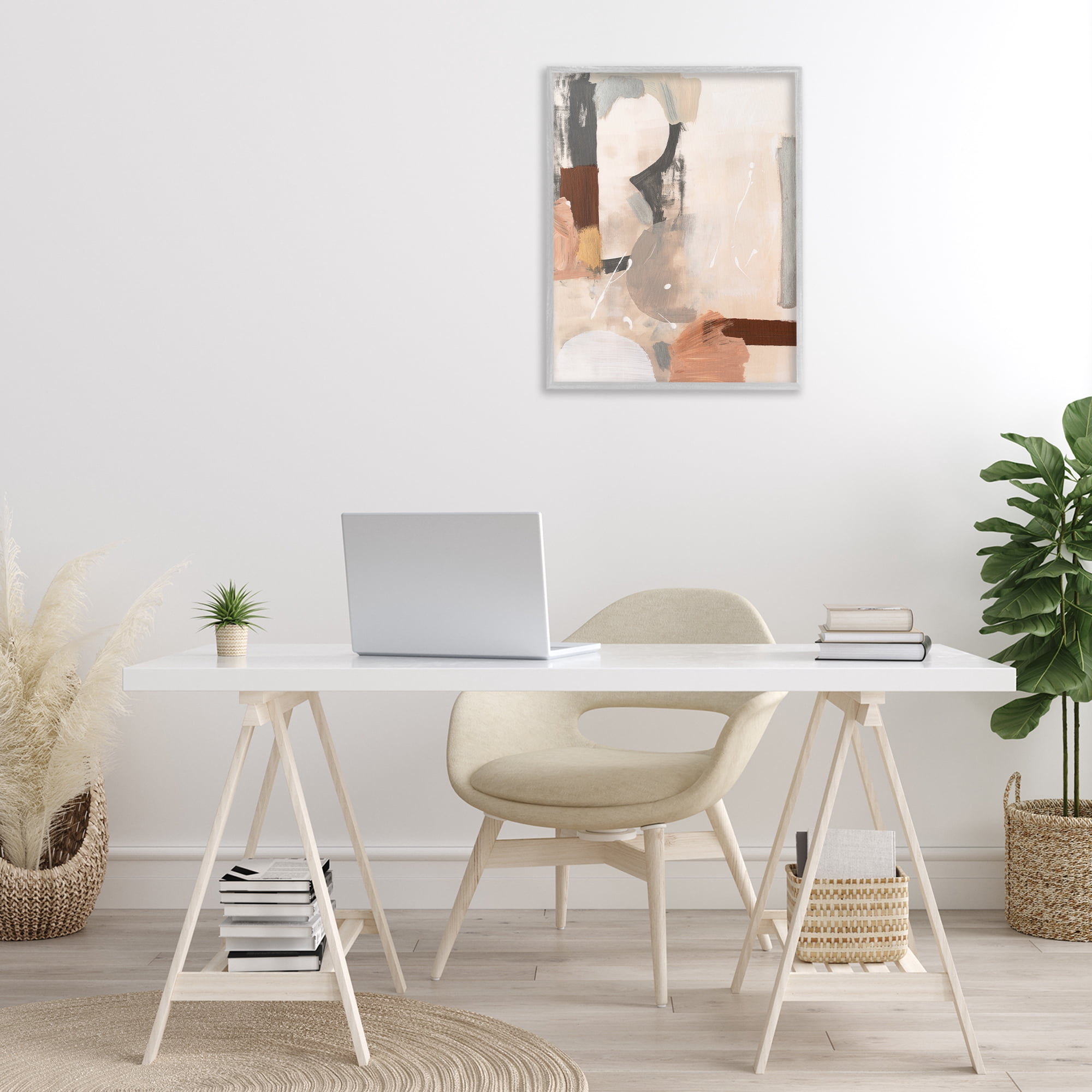 Stupell Industries Expressive Rustic Abstract Abstract Painting Gray Framed Art Print Wall Art, 24 x 30