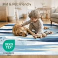 thumbnail image 4 of ODIKA 5'x7' Washable Area Rug With Modern Watercolor Wave Motifs Abstract Brushstroke Design Playful for Guest Room, Lounge, Apartment, Non-Slip Low Profile, Stain Resistant, 4 of 7