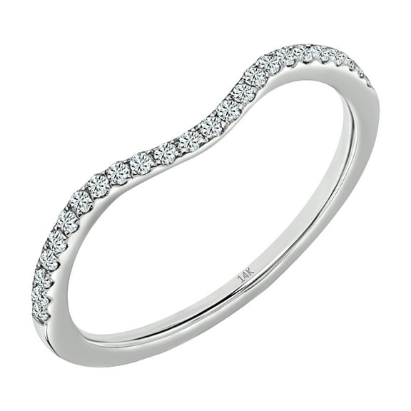 Dazzlingrock Collection 0.20 Carat (ctw) Round Diamond Ladies Wedding Contour Guard Band 1/5 CT, 14K White Gold, Size 7
