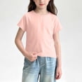 thumbnail image 4 of FRSASU Girls T Shirts 100% Cotton Short Sleeve Tops Kids Summer Casual Crewneck Basic Tees 3-15 Years Pink, 4 of 5