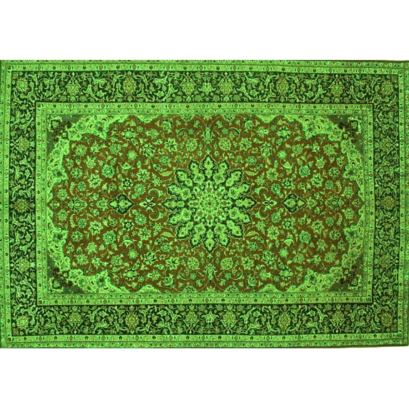 Ahgly Company Indoor Rectangle Medallion Green Traditional Area Rugs, 2' x 4'