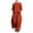 Orange, variant on Vhkiploz 2Pcs Plus Size Summer Suit Sets for Women's Crew Neck 3/4 Sleeve Button Down Top with Wide Leg Pleated Pants Solid Daily Outdoor Outfit Sets