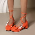 thumbnail image 3 of Mostsola Women's Lolita Shoes Strappy Platform Block Heel Patent Leather Pumps with Bow, 3 of 8