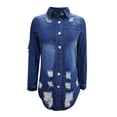 thumbnail image 2 of Vedolay Coat for Women Women's Oversized Frayed Lightweight Denim Jacket Button Down Jean Jacket,Blue M, 2 of 5