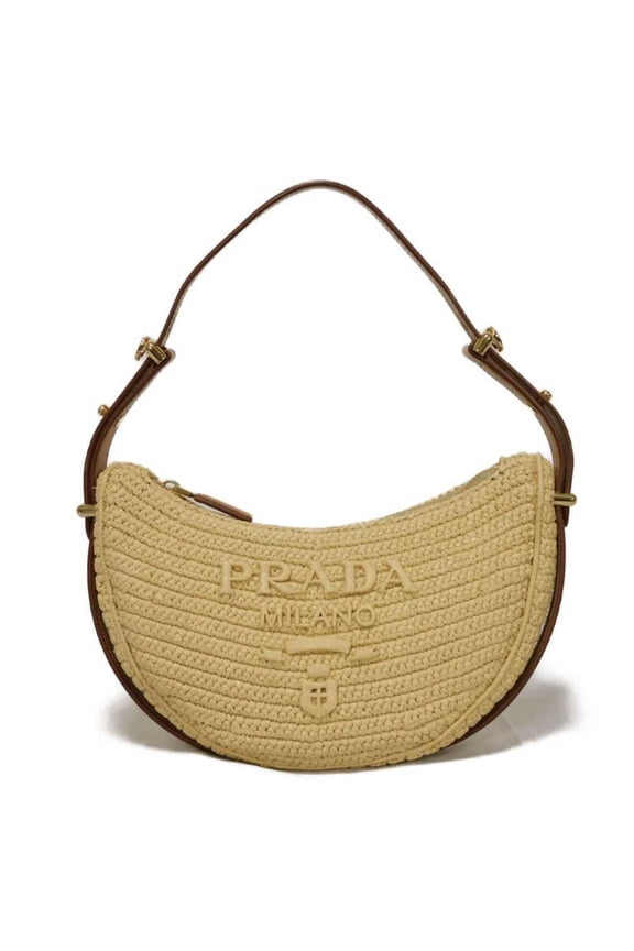 Pre-Owned Prada Arke Crochet Triangle Raffia-Style Hobo Shoulder Bag with RFID,... (Good)