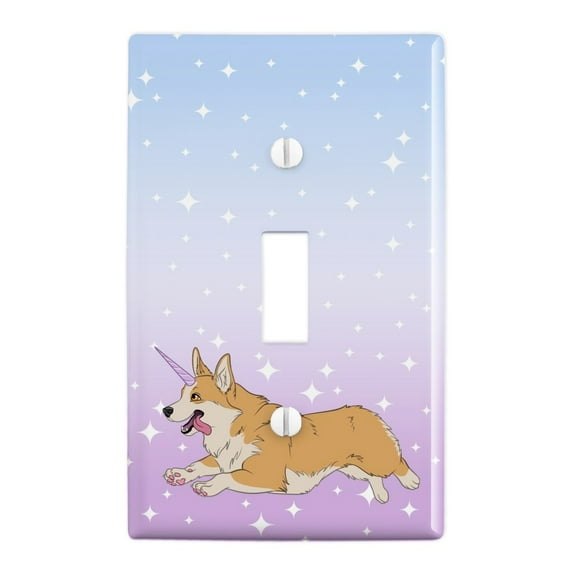Unicorg Corgi Unicorn Plastic Wall Decor Toggle Light Switch Plate Cover