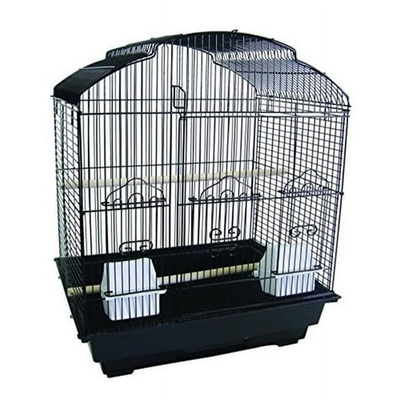 YML 1784-4724BLK Bar Spacing Barn Top Bird Cage with Stand, Black